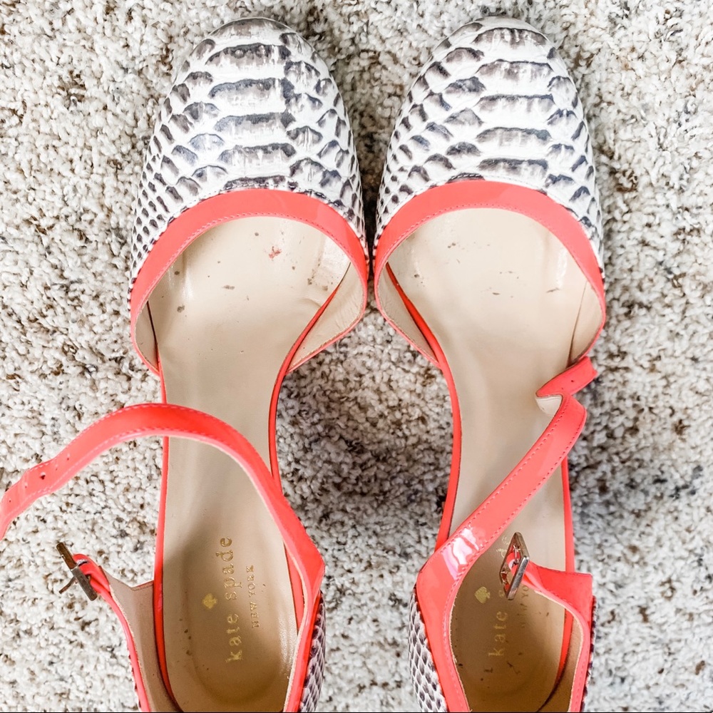 Kate Spade, Size 10, snake skin and hot pink